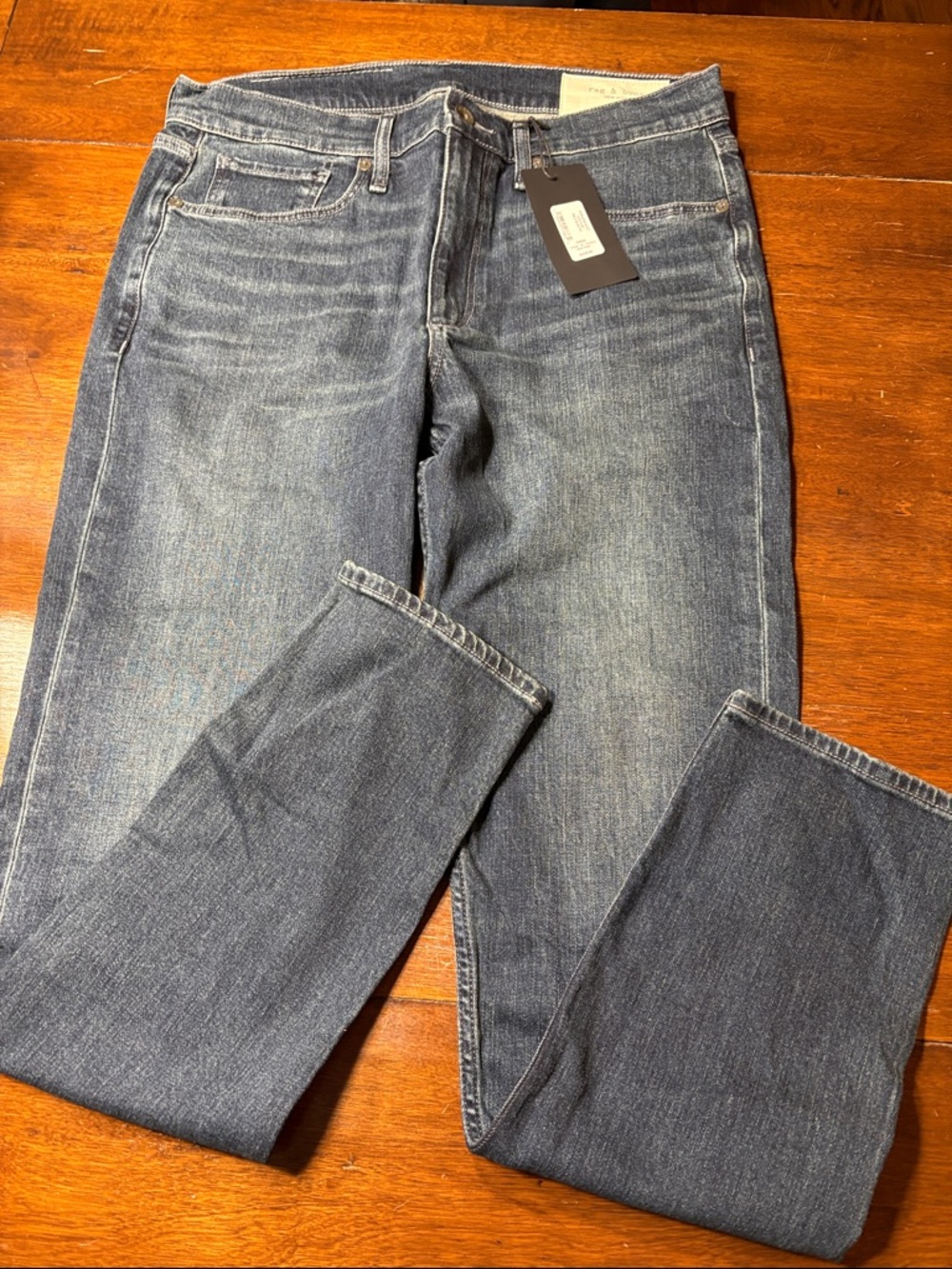 rag & bone Men's Slim Straight Jeans in Medium Dark Blue
